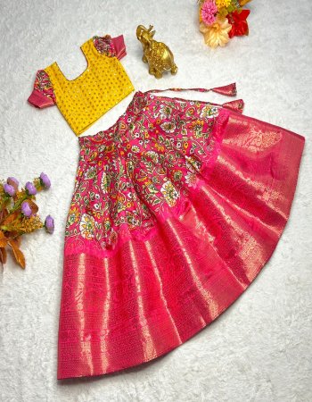 pink blouse - soft georgette with embroidery sequance work with frill work border | lehenga -soft printed on zari silk with beautiful weaving work | inner - micro cotton fabric embroidery work ethnic 
