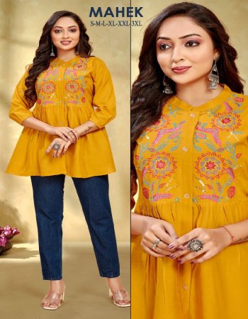 yellow rayon fabric with embroidery sequance work  fabric embroidery work ethnic 