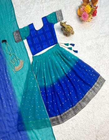 sky blue lehenga & blouse - faux georgette with weaving lace border with foil butta work | linning / inner - micro cotton | dupatta - faux georgette with samosa lace border with foil butta work  fabric weaving work festive 