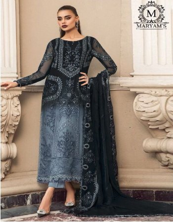 blue top - heavy double tone organza with embroidery sequance work & pearl work | bottom & inner - heavy dull santoon |  dupatta - heavy organza with embroidery sequance work | size - max upto 54