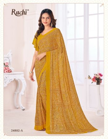 yellow soft georgette fabric printed work party wear 