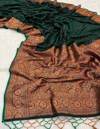 dark green ultra satin pure banarasi silk fabric weaving work ethnic 