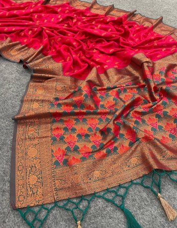 pink ultra satin pure banarasi silk fabric weaving work ethnic 
