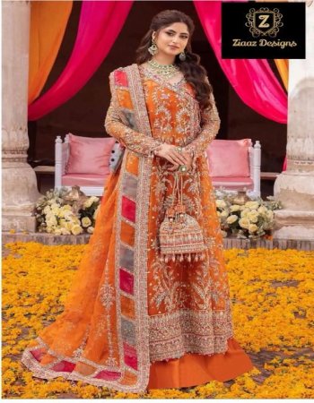 orange top - georgette embroidered | bottom - dull santoon | dupatta - georgette  embroidered with multi color  fabric embroidery work festive 
