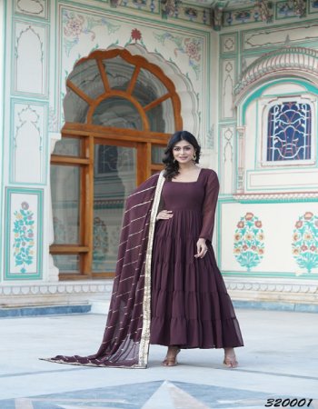 wine fabric& work - faux  georgette | length - 56