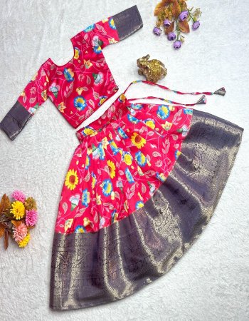 pink blouse - soft zari silk with digital printed blouse | lehenga - soft printed work on zari silk weaving lehenga with weaving border work | inner - micro cotton ( lehenga & blouse )  fabric digital printed work casual 