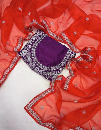 red saree - soft organza silk | blouse - mono banglory silk with embroidery sequance work ( unstitched ) | front and back both side work fabric embroidery work festive 