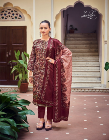 maroon top - pure pashmina digital print with kashmiri embroidery daman with lace | bottom - pure pashmina dyed (3 mtrs) | dupatta - pure pashmina digital print stall dupatta (2.30mtrs) fabric embroidery work ethnic  