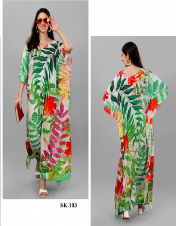 parrot green feather silk | size - free size m to 3xl (fitting belt inside) | length - 54 fabric printed work ethnic 