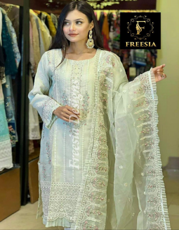 white  top - organza with heavy embroidery + mirror work + stone work | inner / bottom - santoon with extra embroidery patch | dupatta - organza embroidered with stone work fabric embroidery work wedding 