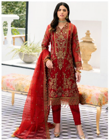red top - heavy georgette beautiful with fancy embroidery work with moti work | bottom - heavy santoon with | dupatta - net embroidery / nazmeen embroidery organza dupatta work fancy lace (pakistani copy) fabric embroidery work wedding 