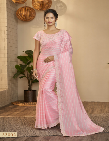 baby pink  saree - silk , taby silk , georgette , organza | blouse - art silk , taby silk , georgette , organza  fabric sequence , zari , thread , printed  work wedding 
