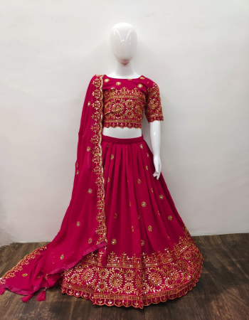 red lehenga - beautiful multi - sequins embroidered work blooming georgette | blouse - beautifully stitched heavy sequins embroidered work blooming georgette blouse | dupatta - sequins embroidered border - work dupatta with butta work design for rich look  fabric embroidery  work wedding 