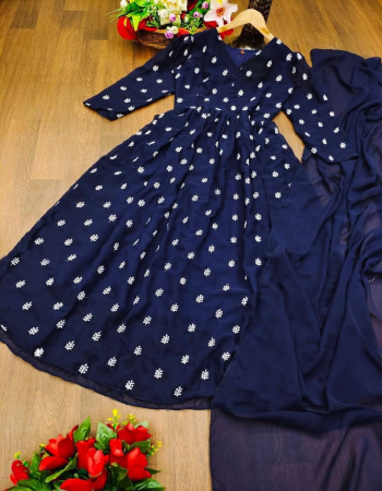 navy blue georgette complete lining | length - 50