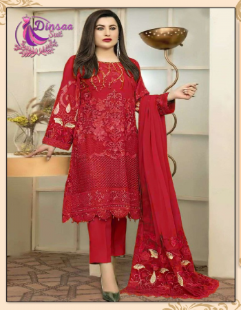 red top - fox georgette with  embroidery |bottom -  santoon | dupatta - georgette embroidery (pakistani copy) fabric embroidery  work festive 