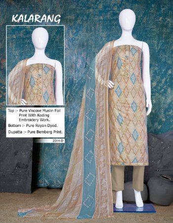 brown top - pure viscose muslin foil print with koding embroidery work | bottom - pure rayon dyed | dupatta  -  pure bemberg print  fabric printed  work festive 