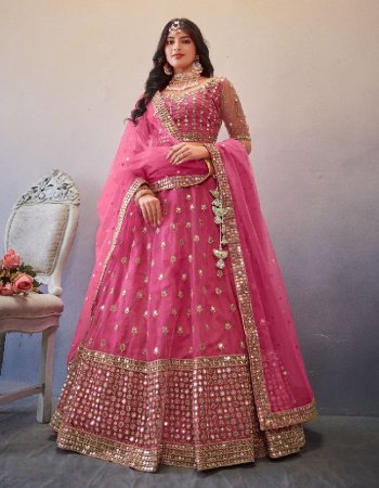 pink lehenga - premium butterfly net with can can | blouse - premium net with inner | dupatta - premium butterfly net | size - upto 42 (bust & waist) fabric embroidery  work wedding 