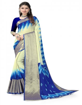 sky chiffon brasso silk saree with unstitched blouse  fabric printed  work wedding 