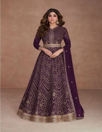 purple top - real georgette (free size stitch) | dupatta - real georgette  fabric embroidery  work festive 