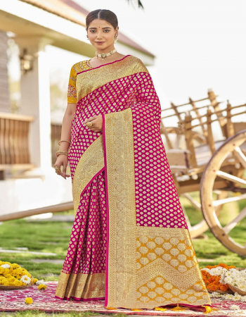pink  banarshi silk (banarshi jari) i blouse work- embroidary i saree cut- 5.50 i blouse-1.20 m fabric weaving work work party wear 