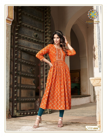 orange  rayon i fancy sequence embroidery work i length- 46 to 48