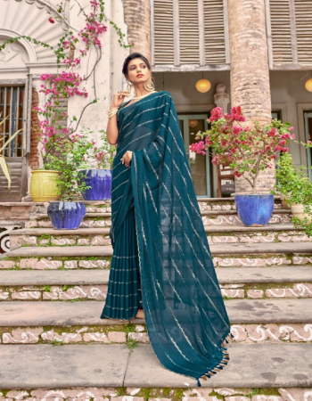blue crepe fabric with sequince fancy work with cut work border with blouse and latkan  fabric sequins work work casual 