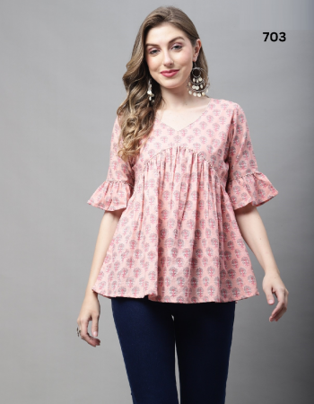 pink  cambric cotton printed tops with handwork fabric hand work work running 