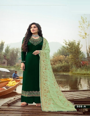 green top- heavy rangoli georgette with daimonds with embroidery work i inner- top attached santoon i bottom- heavy santoon 2.30 m i dupatta- heavy georgette with full heavy embroidery chaine stitch work with 4 side work lace i length- max upto 48