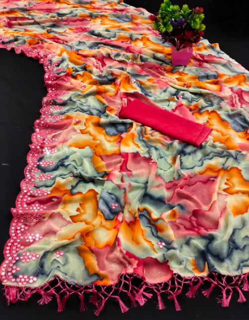 pink weightless siboori fabric shibori print  work festive 