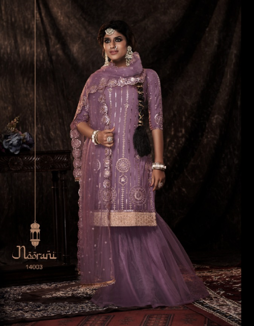 purple top - soft net | bottom - soft net | dupatta - soft net | top size- free size fabric sequance + embroidery work party wear 