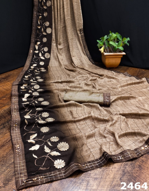 brown weightless + embroidery work | blouse - banarasi silk fabric embroidery work festive 