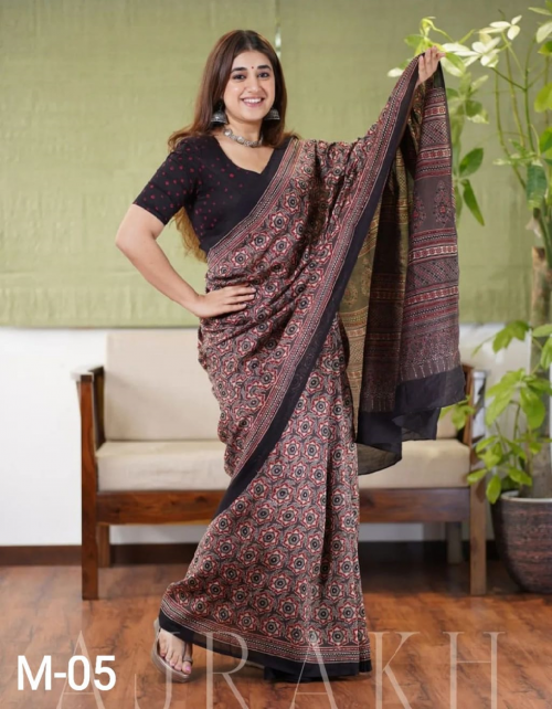 pink saree - ajrakh printed soft cotton silk | blouse - digital print soft cotton  fabric digital printed  work festive 