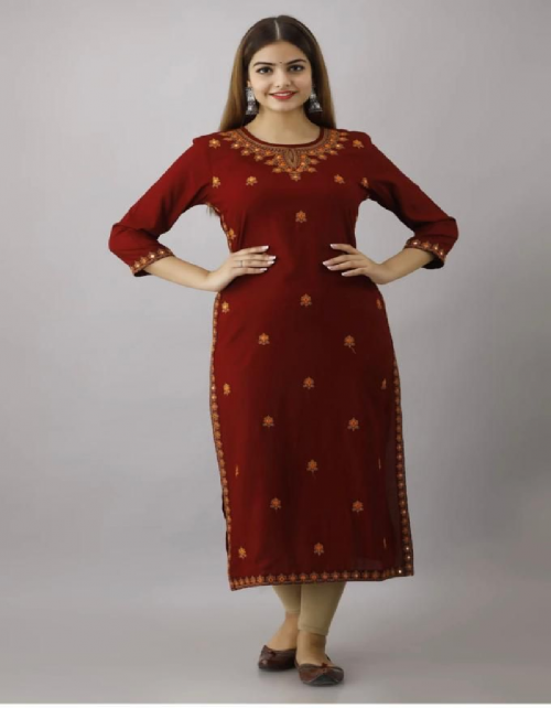 maroon 14 kg heavy rayon with embroidery and mirror work fabric embroidery work ethnic 