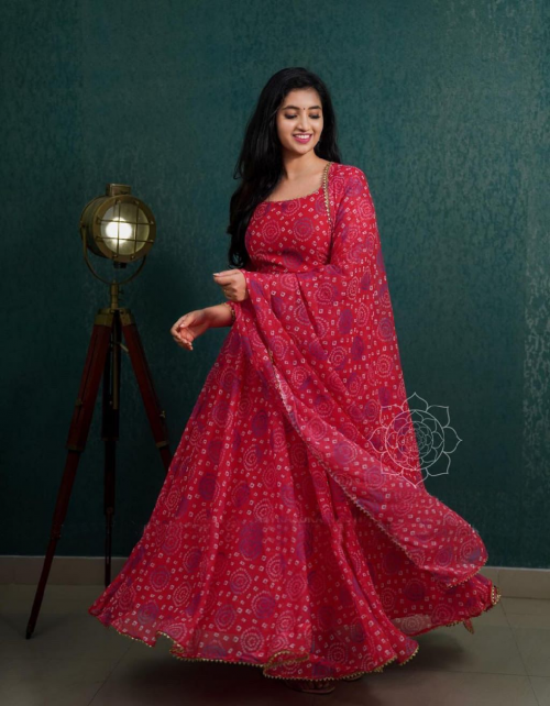 pink fox georgette with complete lining | length - 50 + inch  +  dupatta fabric printed work casual 