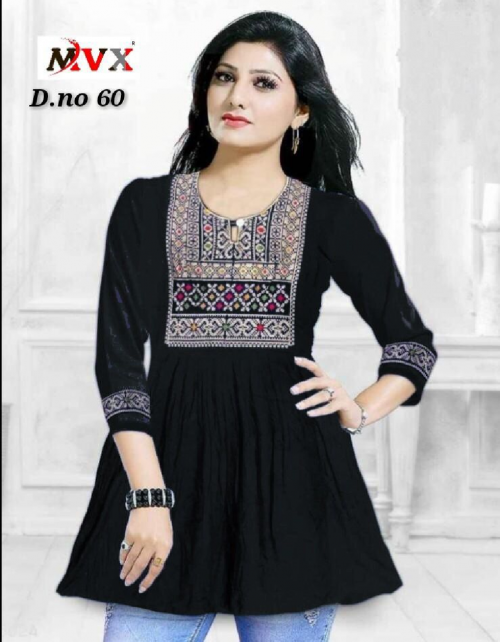black 14kg rayon with heavy embroidery worked | top length - 28