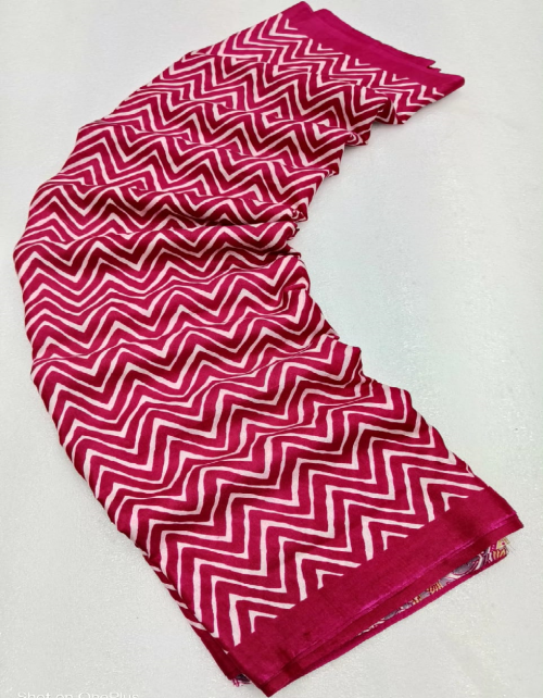 pink pure soft tussar silk silk printed fabric printed work festive 