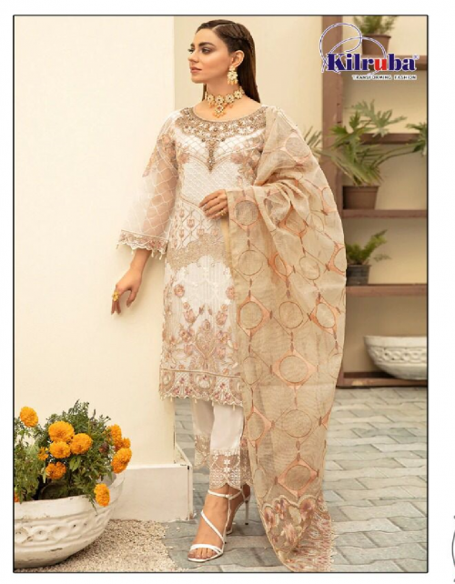 white top - georgette with heavy embroidery with hand neck ( including sleeves ) | bottom & inner - santoon with patch work | dupatta - nazmeen with heavy embroidery | type - semi stitched | size - fits upto 54 | length - 43 fabric embroidery work festive 