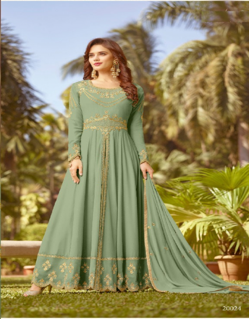 pastal green top - fox georgette with embroidery stone work | sleeves - fox georgette with embroidery stone work | inner & bottom - santoon | dupatta - nazmin with embroidery work stone work | length - max upto 52 + | size - max upto 46 fabric embroidered work casual 