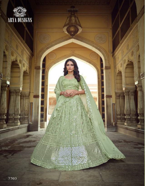 pastal green blouse - georgette | lehenga - georgette | dupatta - georgette | size - semi - stitched upto 42 inches bust & waist  fabric sequance + thread  work festive 